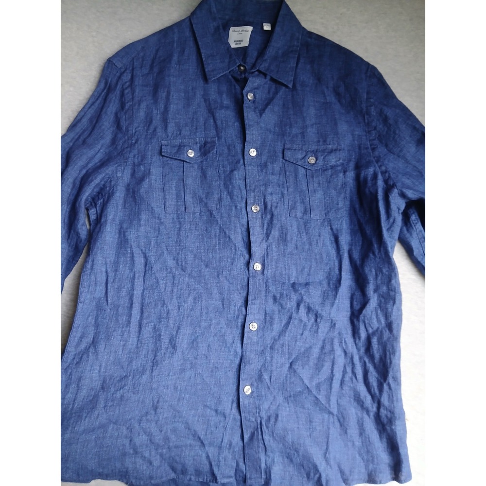 Murano Baird Mcnutt Shirt Large Slim Fit Linen Button Down Preppy Beach Resort